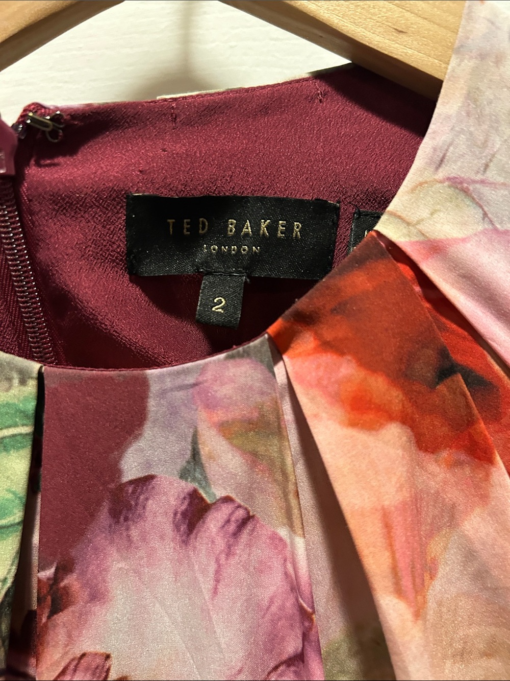 Ted Baker London Floral Bodice Black & Pink Midi Dress - Picture 2 of 6